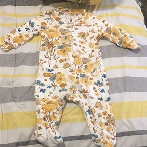 Charming Floral Kids Footie in Yellow and Blue